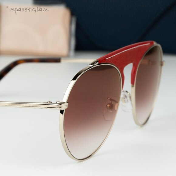 Loewe Men Sunglasses LW40005U 33G Red Leather Brown Gradient Pilot BRAND NEW - Picture 5 of 10